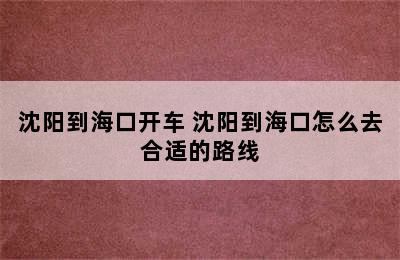 沈阳到海口开车 沈阳到海口怎么去合适的路线